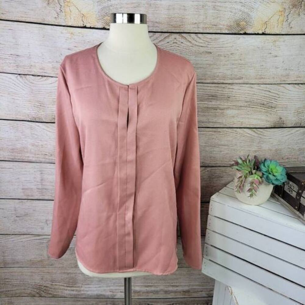 5/$25 SHEIN‎ Pleated Long Sleeve Pink Mauve Blouse Size Extra Large